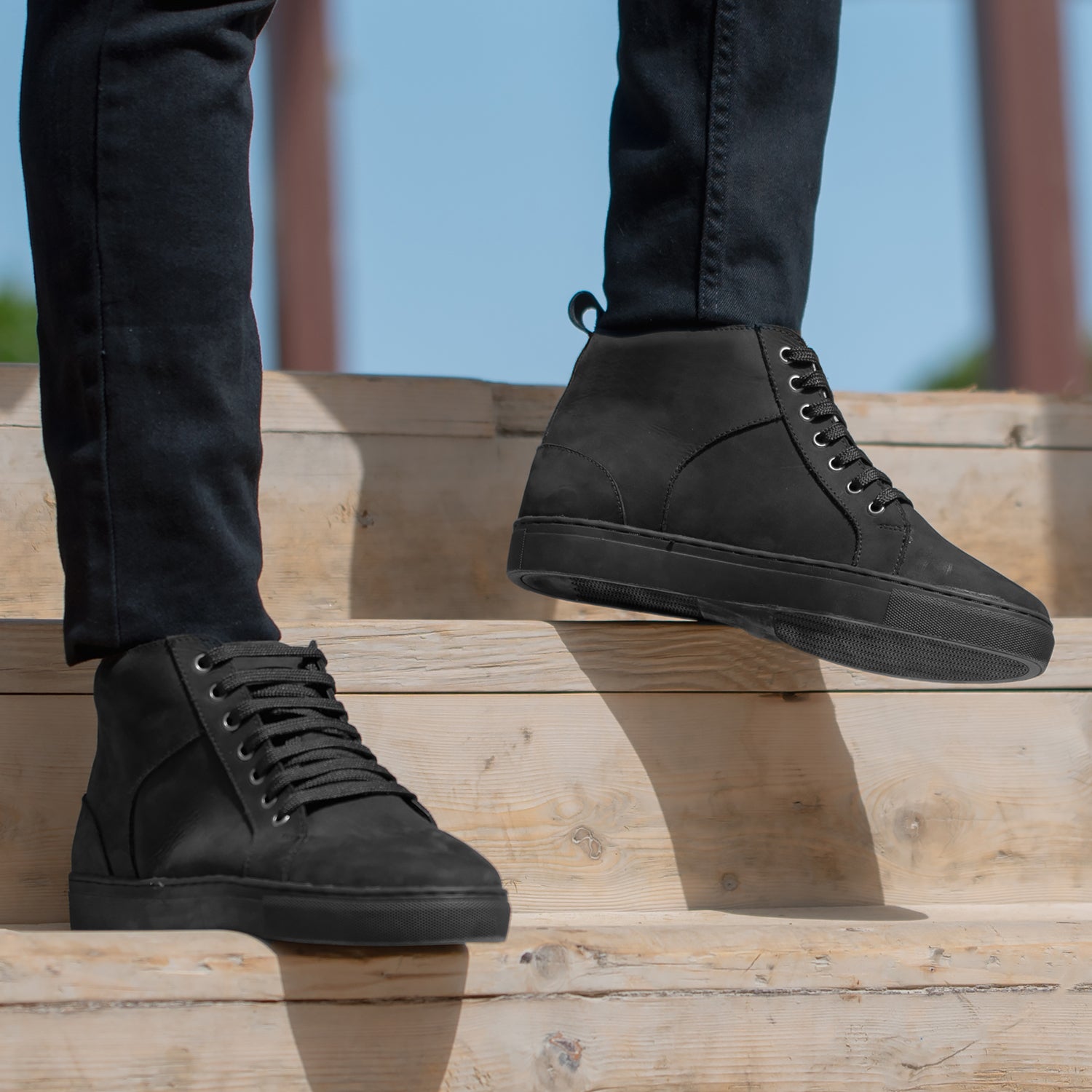 black high top dress shoes Marty High Top Black Leather Sneakers – The Jacket Maker main image 1