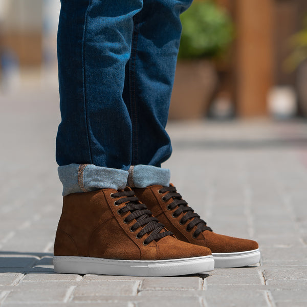 Akademiks Men\'s Brown High-Top Sneakers Velcro Strap Suede Size 9 Marty High Top Brown Suede Sneakers For Men - The Jacket Maker main image 4