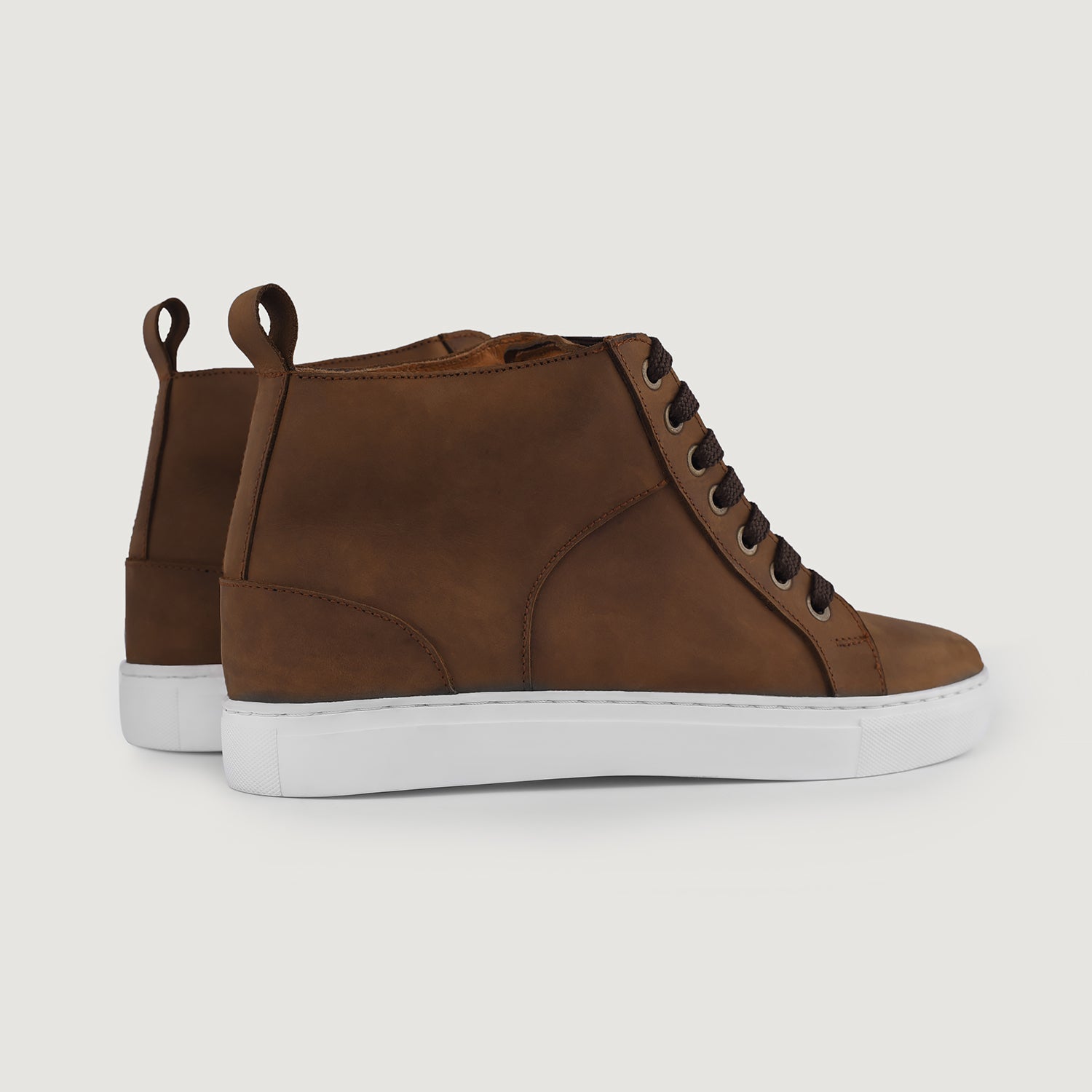 Marty High Top Pull-up Brown Leather Sneakers For Men The Jacket