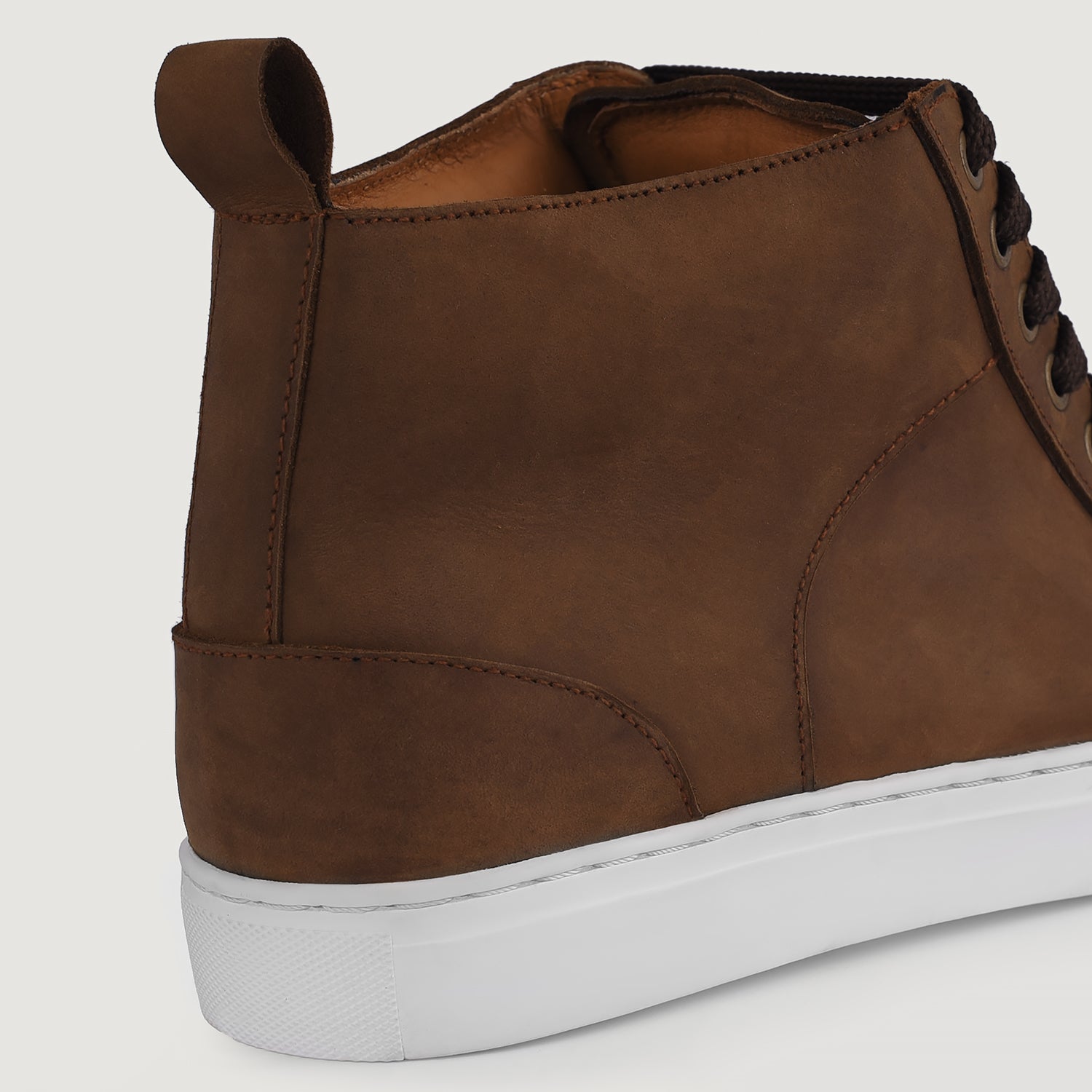 Bristol Leather Lace-Up High Top Sneakers Black Brown Men’s 8 HIGH TOP SMOKE brown sneaker – TESTALEONE Co main image 2
