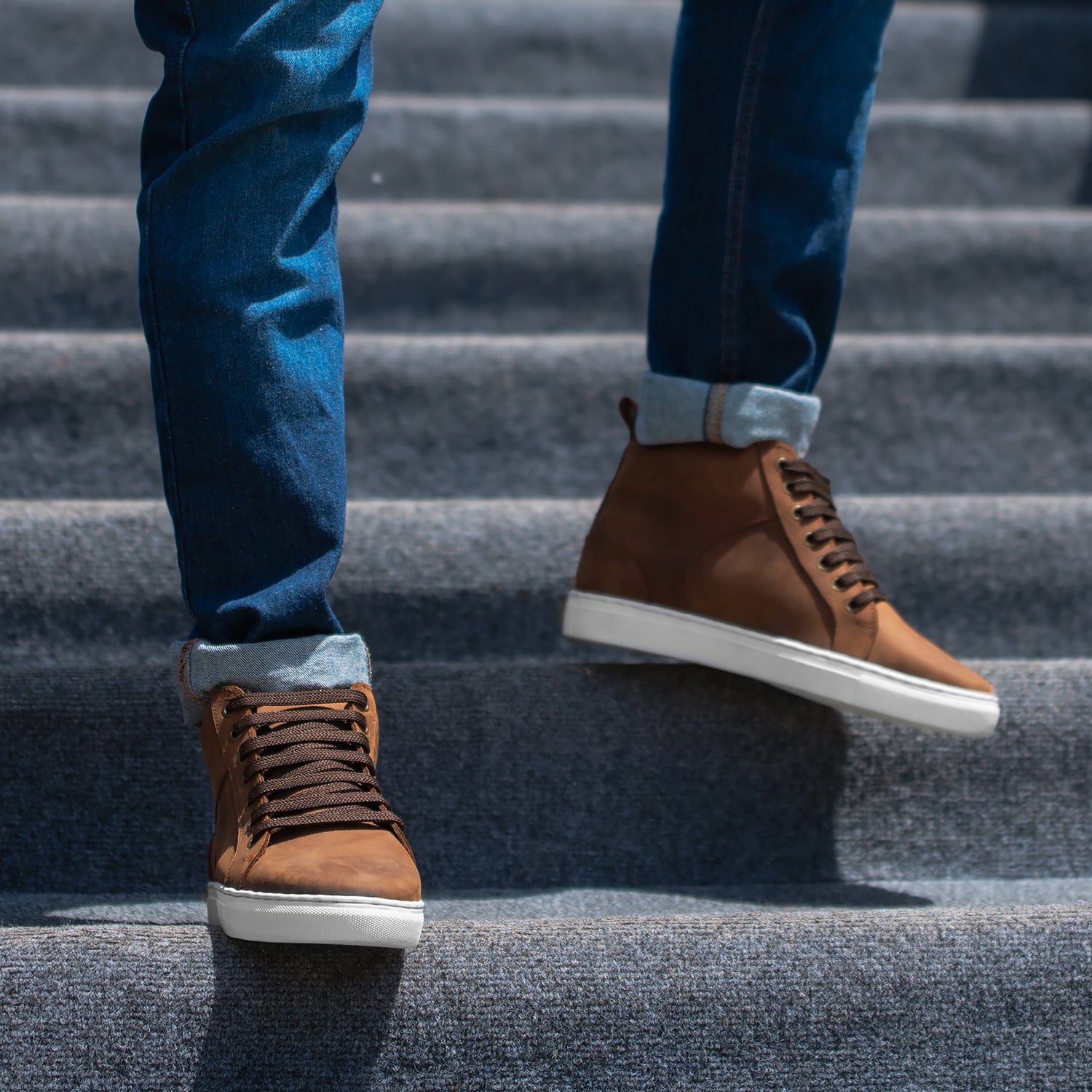 Marty High Top Pull-up Brown Leather Sneakers For Men - The Jacket Maker Marty High Top Pull-up Brown Leather Sneakers For Men - The Jacket Maker