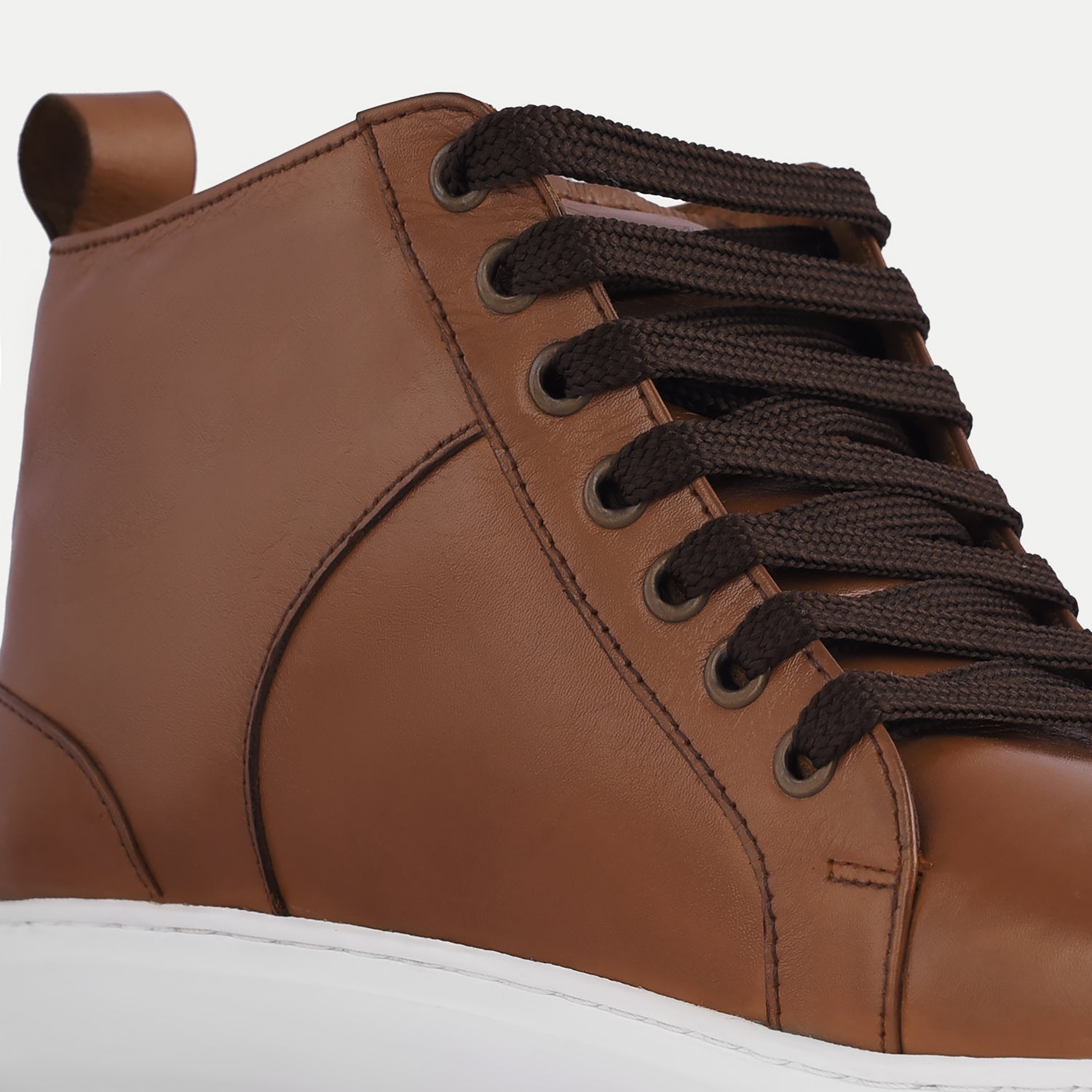 Marty High Top Tan Leather Sneakers For Men The Jacket Maker