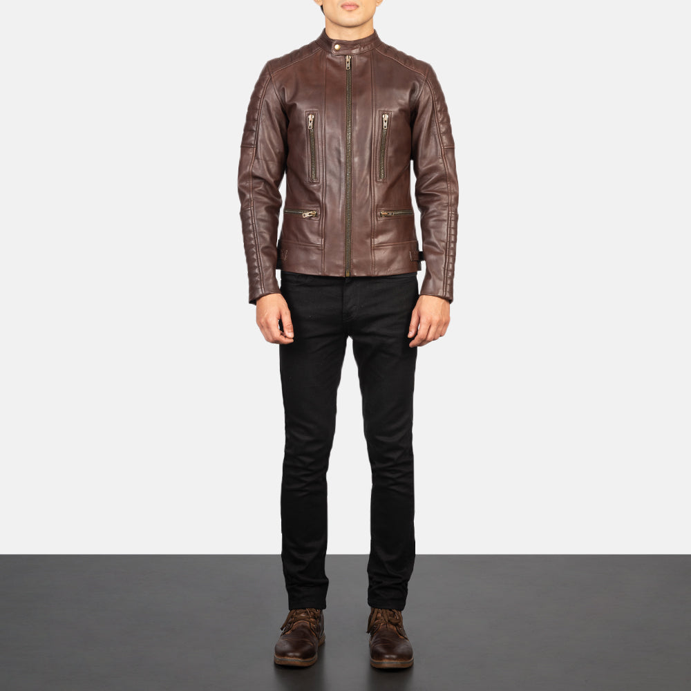 Men's Damian Brown Leather Biker Jacket – The Jacket Maker