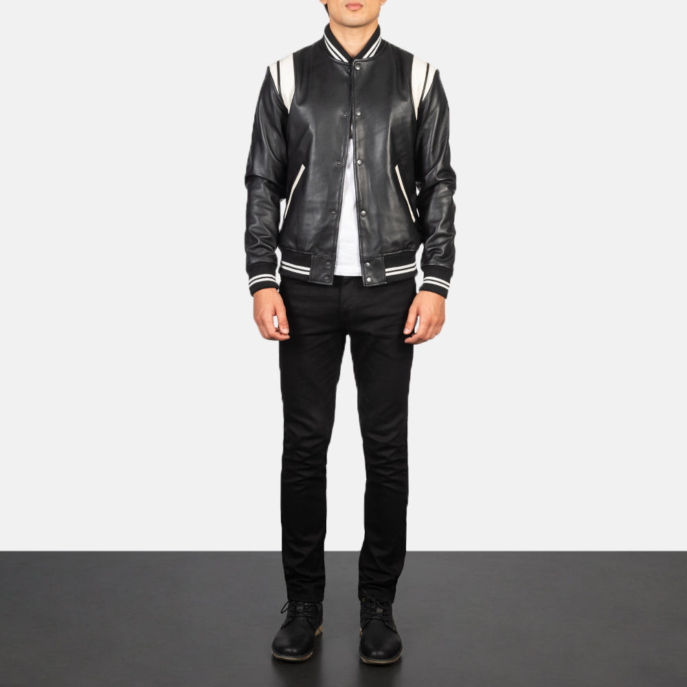 Men's Dantee Black Leather Varsity Jacket – The Jacket Maker