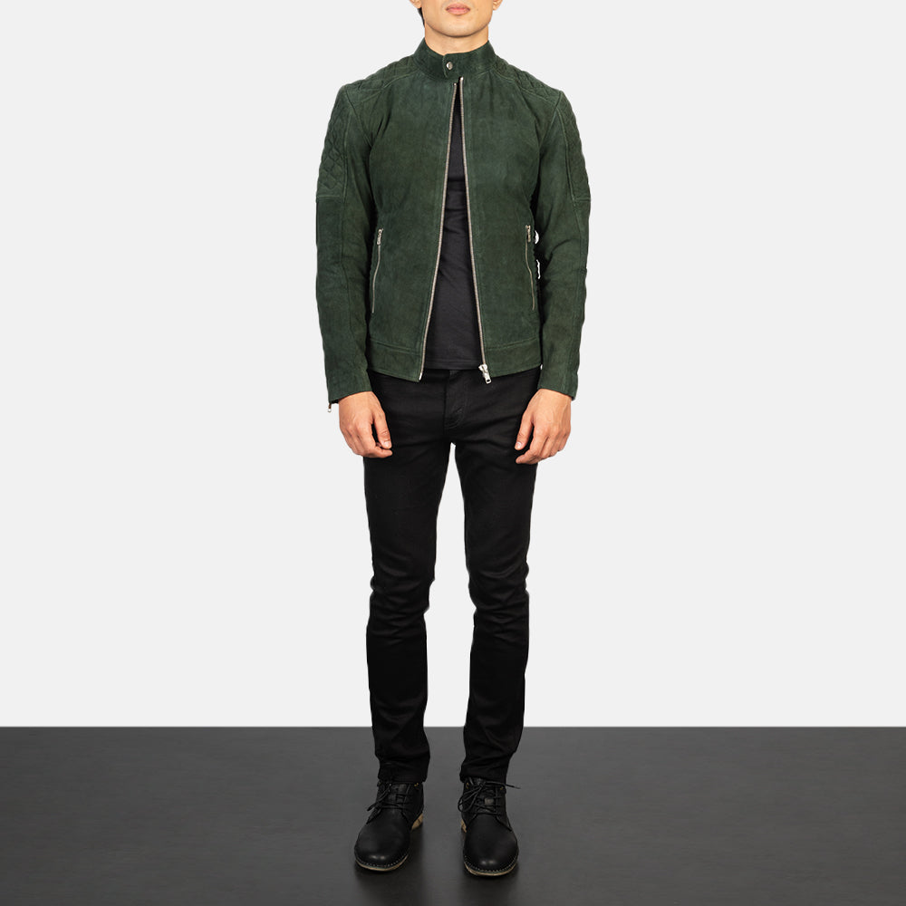 Men's Fernando Quilted Green Suede Biker Jacket – The Jacket Maker