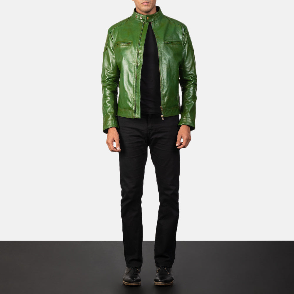 Men's Gatsby Quilted Green Leather Biker Jacket – The Jacket Maker