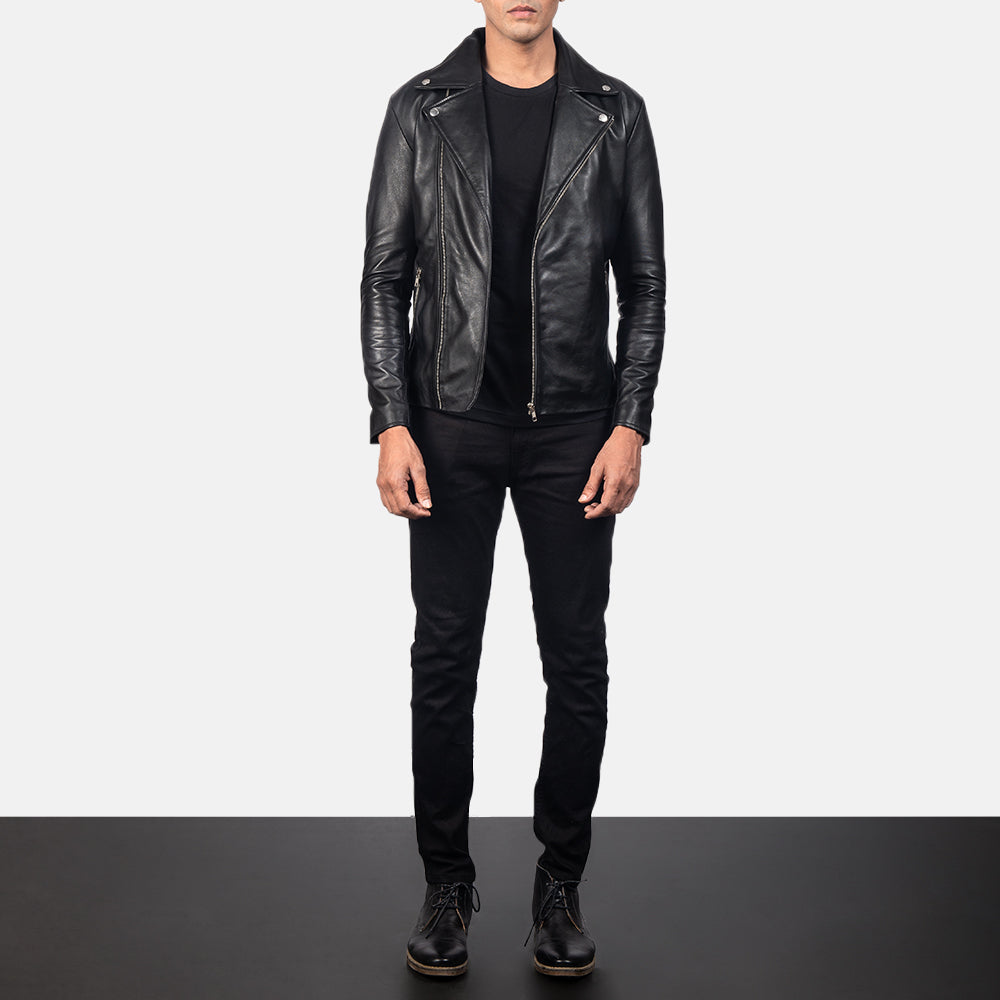 Men's Noah Black Leather Biker Jacket – The Jacket Maker