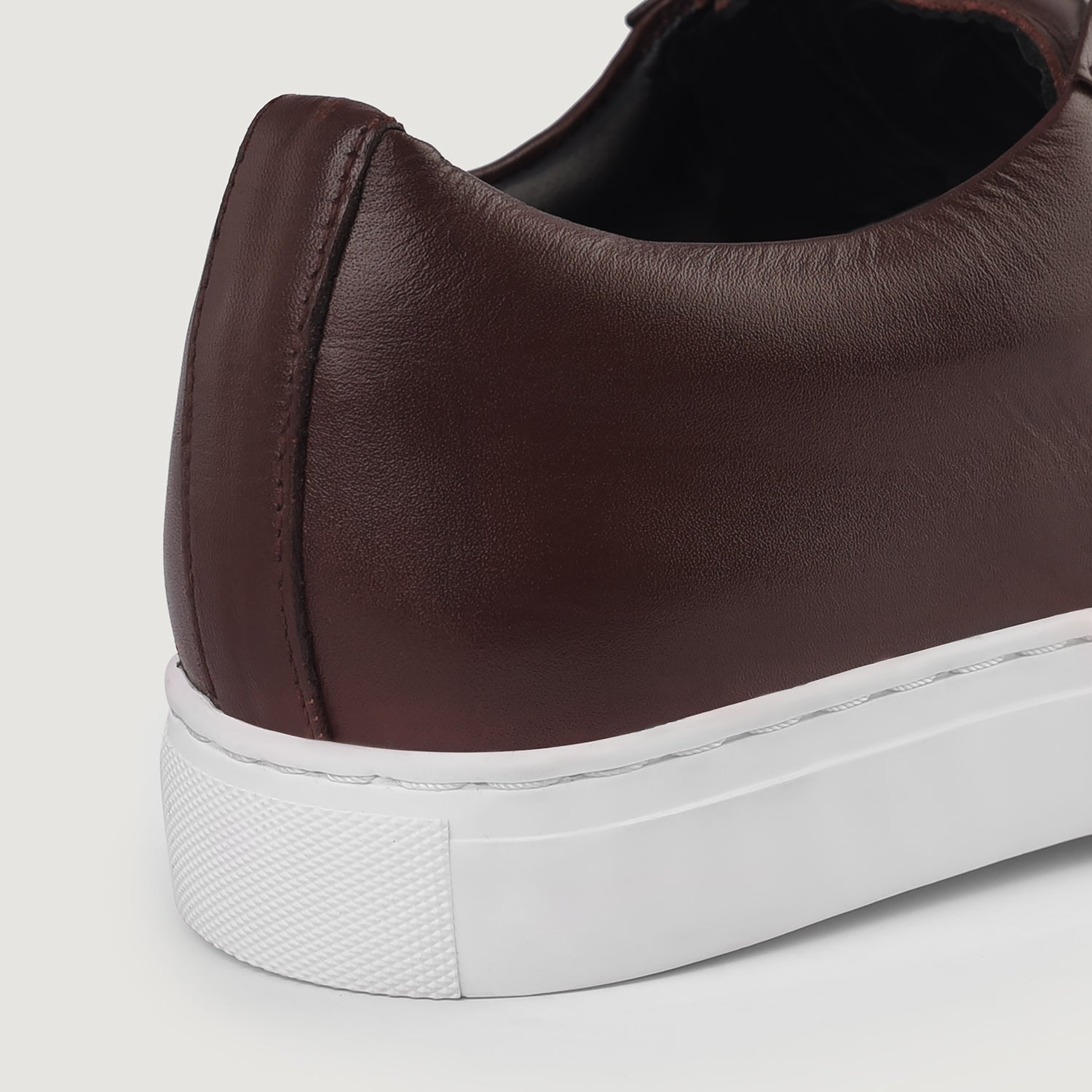 Murphy Low Top Maroon Leather Sneakers For Men - The Jacket