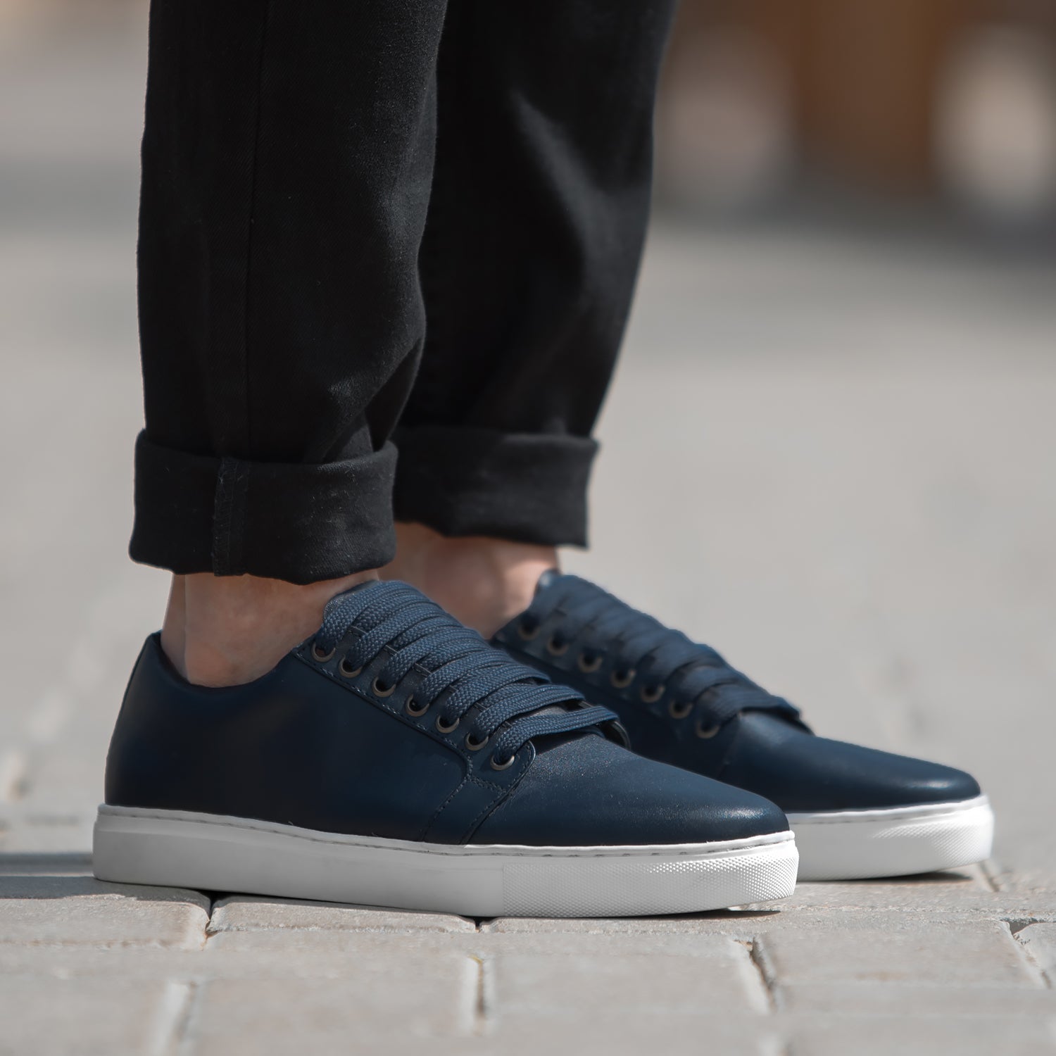 Murphy Low Top Midnight Blue Leather Sneakers For Men - The Jacket