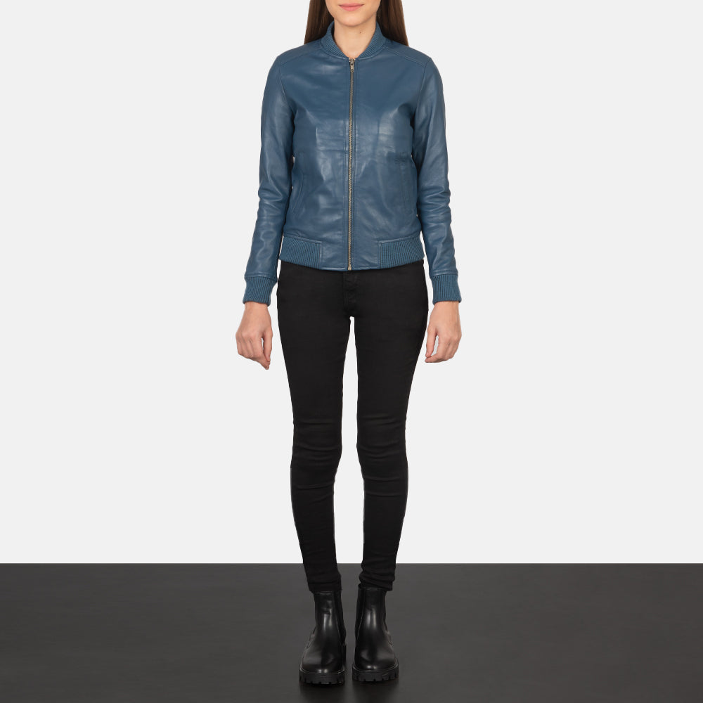 Women's Bliss Blue Leather Bomber Jacket – The Jacket Maker