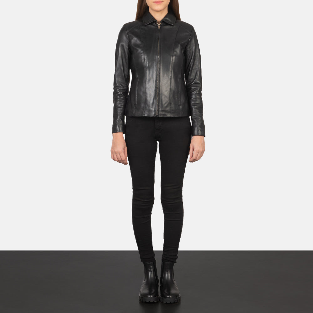 Women Colette Black Leather Jacket – The Jacket Maker
