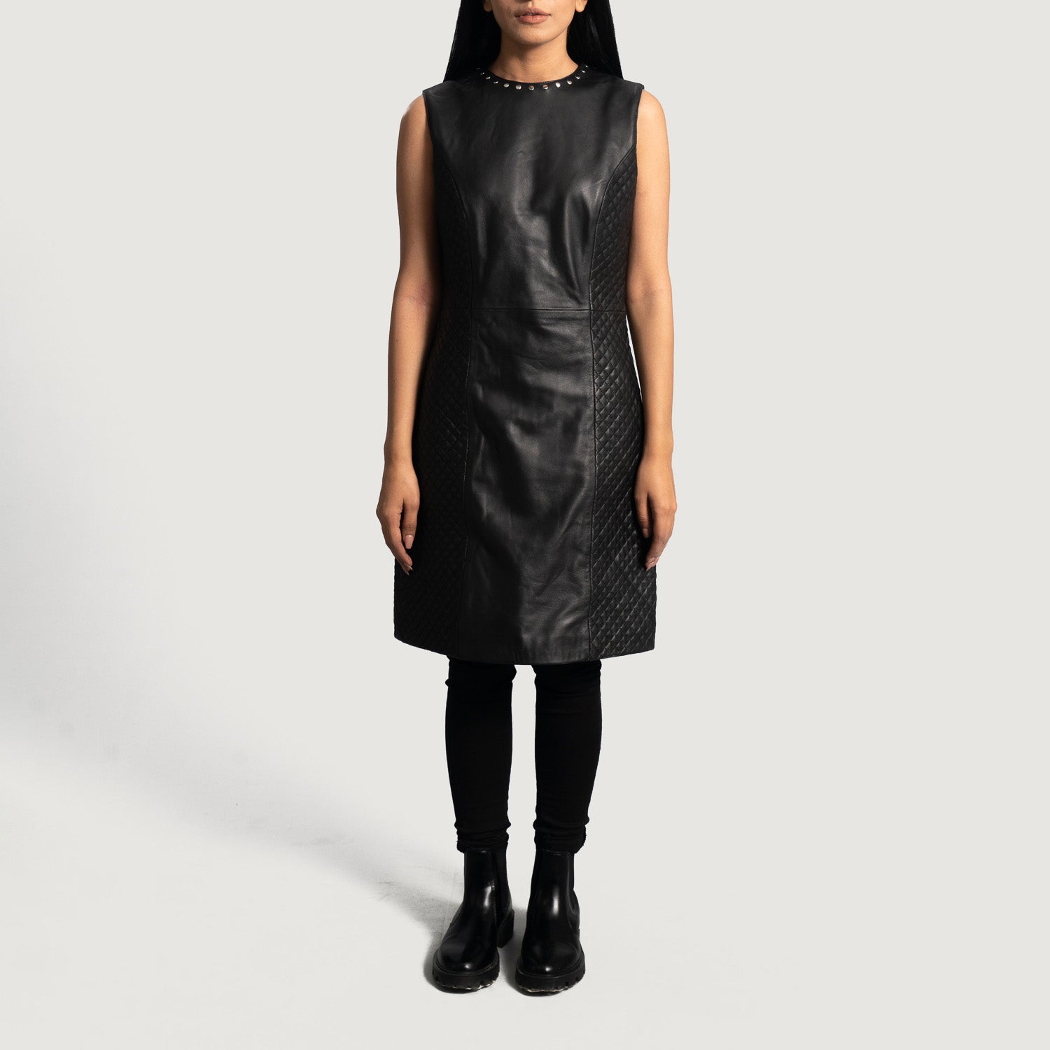 The Jacket Maker Women’s Luxe Black Leather Dress