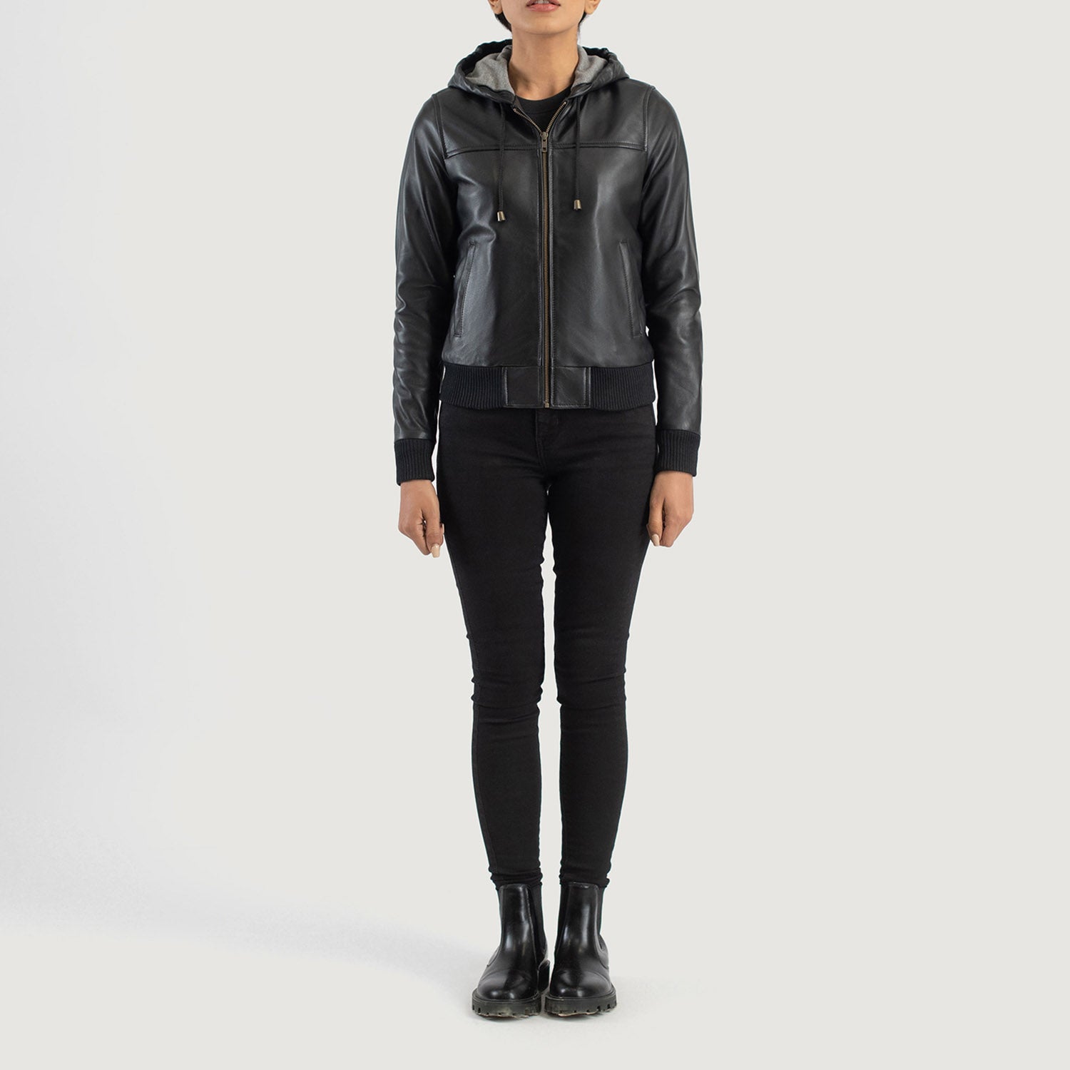 Rebella Black Hooded Leather Bomber Jacket – The Jacket Maker