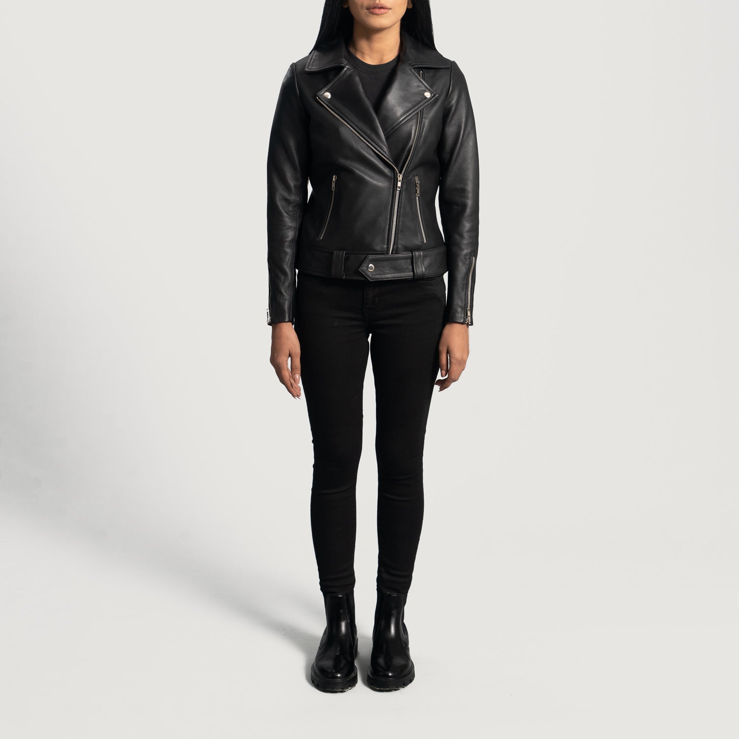 Women's Rumy Black Leather Biker Jacket – The Jacket Maker