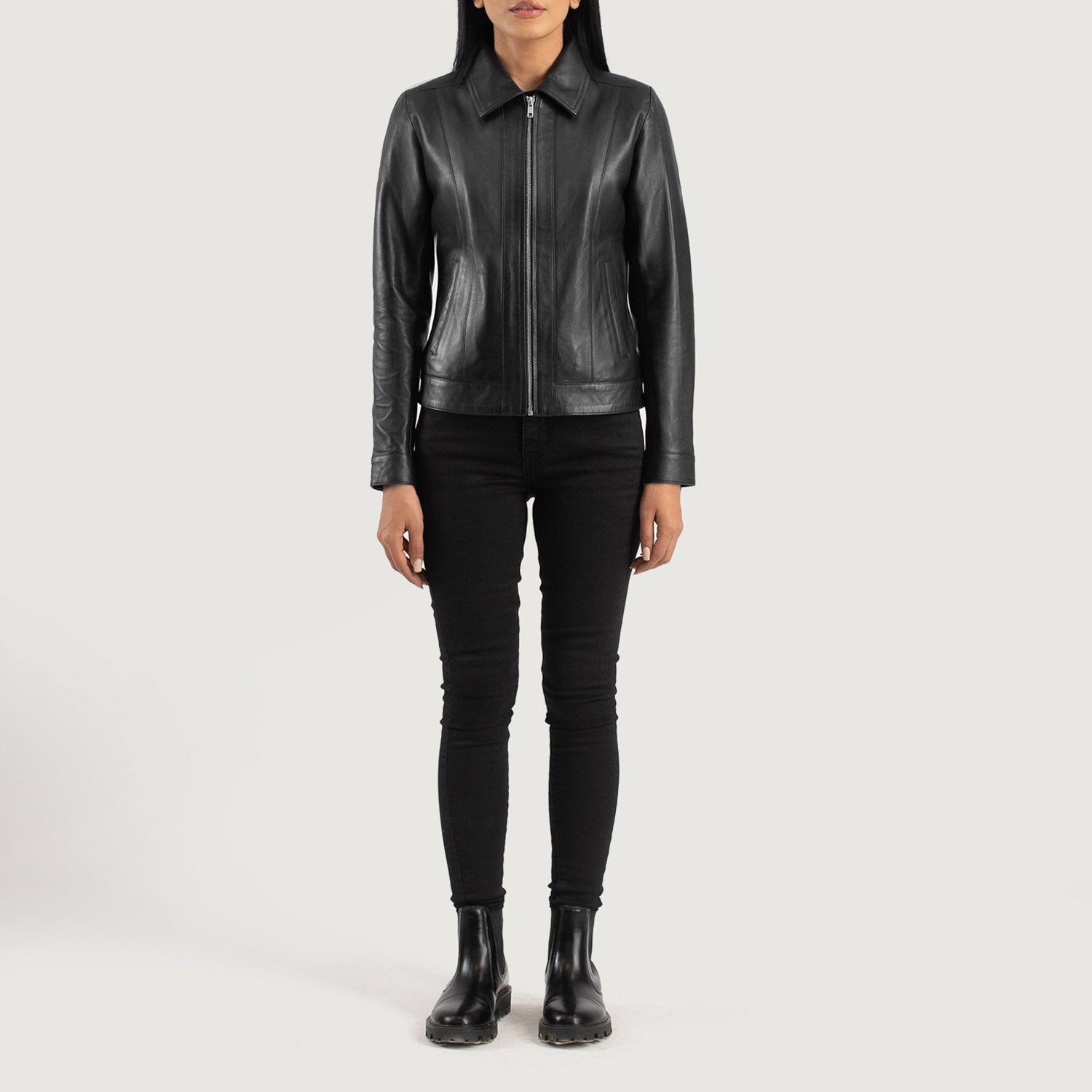 Women's Vixen Black Classic Collar Leather Jacket – The Jacket Maker